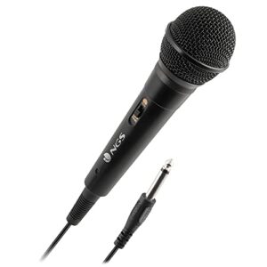 NGS Singer Fire – Micrófono Dinámico Vocal con Cable de 3 Metros, Conector Jack 6,3 mm, Botón On/Off, para Karaoke, Actuaciones en Directo y Grabaciones