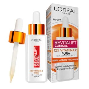 L’Oréal Paris Sérum Facial 12% Pura Vitamina C , Piel más luminosa y poros menos visibles, Reduce las arrugas, la despigmentación y los poros, Revitalift Clinical, 30 ml
