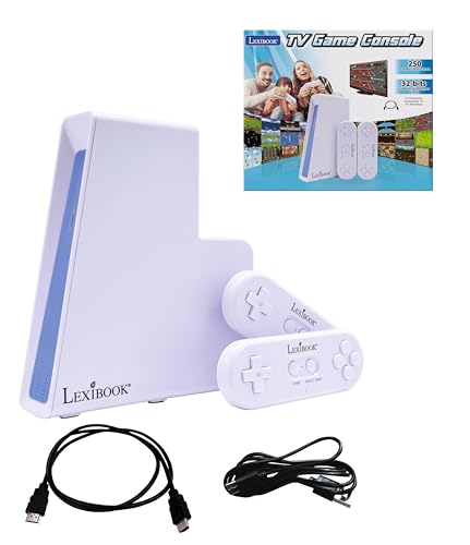 Lexibook, Consola de Juegos TV con 2 mandos inalámbricos, 250 Juegos, Gráficos de 32 bits, Conector TV, JG7440