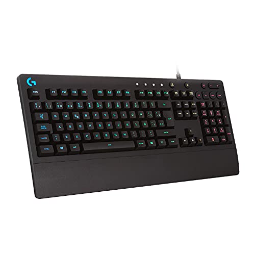 Logitech G G213 Prodigy Teclado Gaming, RGB LIGHTSYNC, Teclas retroiluminadas, Resistente a Salpicaduras, Teclas Personalizables, Controles Multimedia Dedicados, Disposición QWERTY ES – Negro
