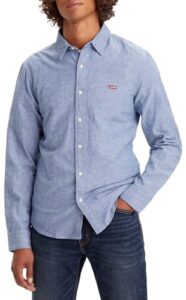 Levi’s Long-Sleeve Battery Housemark Slim Camisa, Navy Peony, L Hombre