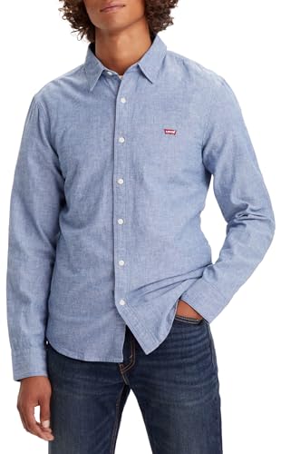 Levi’s Long-Sleeve Battery Housemark Slim Camisa, Navy Peony, L Hombre