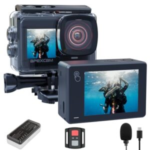 Apexcam Nueva X80pro con EIS cámara Deportiva de Doble Pantalla 4K60FPS 48MP Ultra HD WiFi cámara de acción cámara subacuática 40m Impermeable 2.4G Control Remoto 2x1350mAh baterías