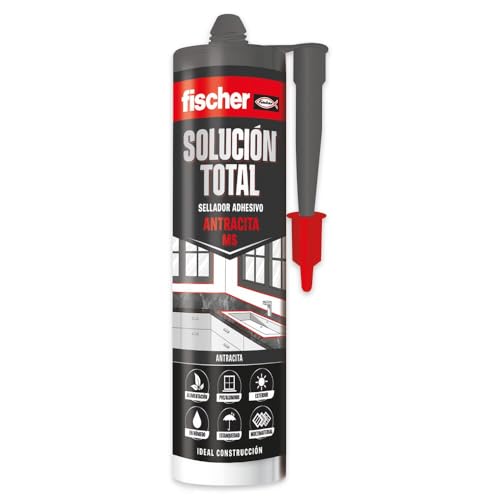 fischer – Solución Total Antracita 290ml | Sellado de Juntas y Adhesión Versátil | Uso Interior y Exterior | Resistente a la Intemperie y Pintable | Fácil Aplicación con Pistola de Silicona