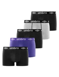 Umbro Calzoncillos Hombre Boxer 100% Algodón, Pack de 5, Negro CLA1 (XL)