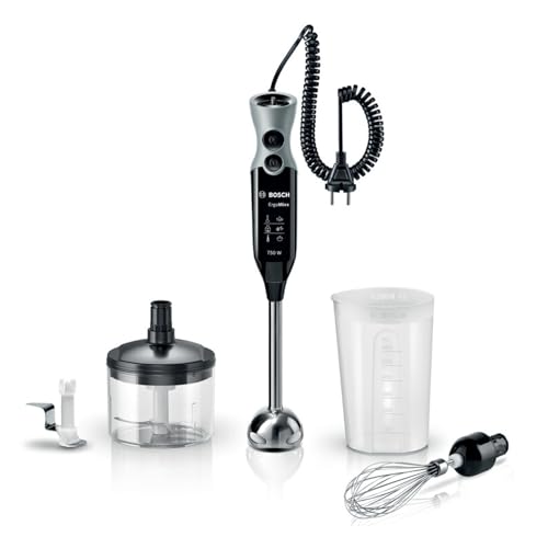Bosch ErgoMixx – Batidora de mano, potencia750 W, 12+1 velocidades, con accesorios, color negro