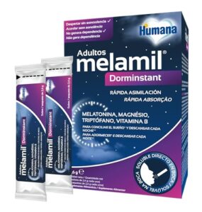 Melamil Dorminstant para adolescentes y adultos, melatonina 99% pura, triptófano y magnesio, para conciliar el sueño y descansar, 24 sobres