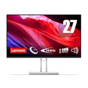 Lenovo L27-4C- Monitor FHD 27″ (IPS, Tasa de Refresco 144Hz, Tiempo de Respuesta 1ms, AMD FreeSync, HDMI 1.4, VGA, 2 Altavoces Integrados de 3W, VESA 100 x 100 mm, Soporte Inclinable) Gris Nube