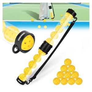 Hikeen 2 Tubos Recuperador Pickleball con 10 Balls, Pickleball Set Portátil con Correa Ajustable para Entrenamiento para Transportar y Almacenar