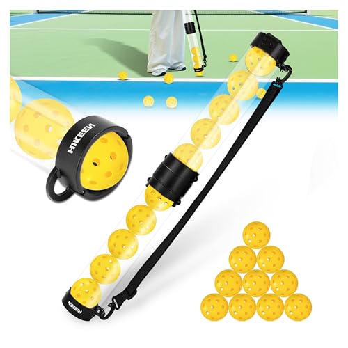 Hikeen 2 Tubos Recuperador Pickleball con 10 Balls, Pickleball Set Portátil con Correa Ajustable para Entrenamiento para Transportar y Almacenar