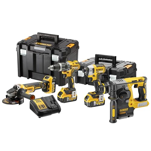 DEWALT Kit 4 herramientas no escobillas 18V XR 3 baterías 5Ah, DCK422P3T-QW