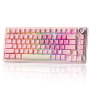 YUNZII B75 Pro Teclado Mecánico Inalámbrico (Rosa, Milk)